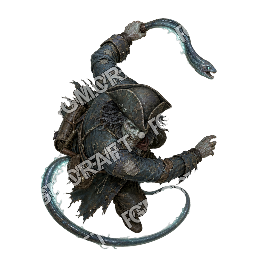 Eel Whip Smuggler Undead Pirate Topdown Token top-down token preview