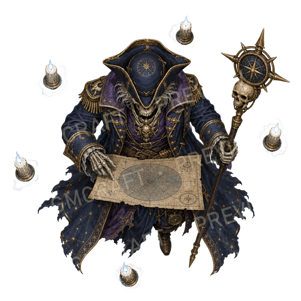 Candlelit Lich Navigator Undead Pirate top-down token preview