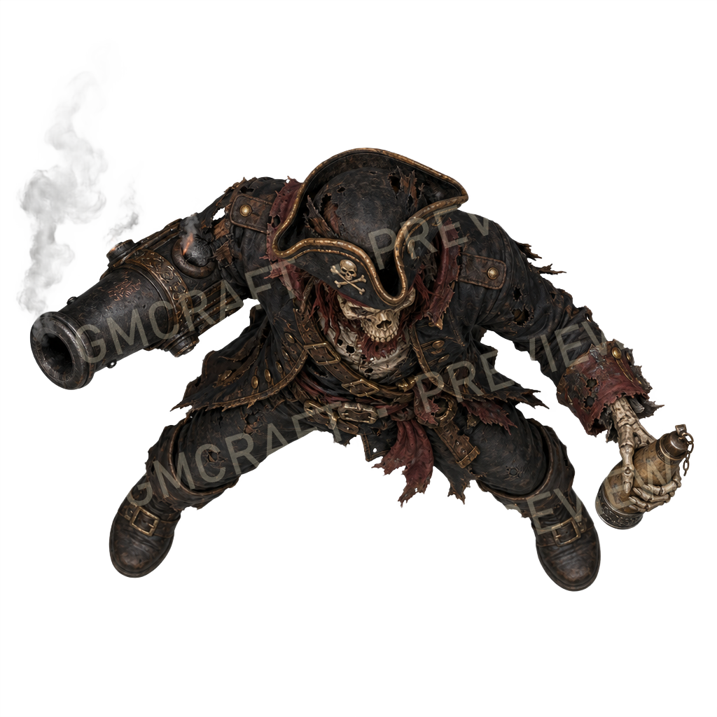 Gunner With Cursed Cannonarm Undead Pirate top-down token preview