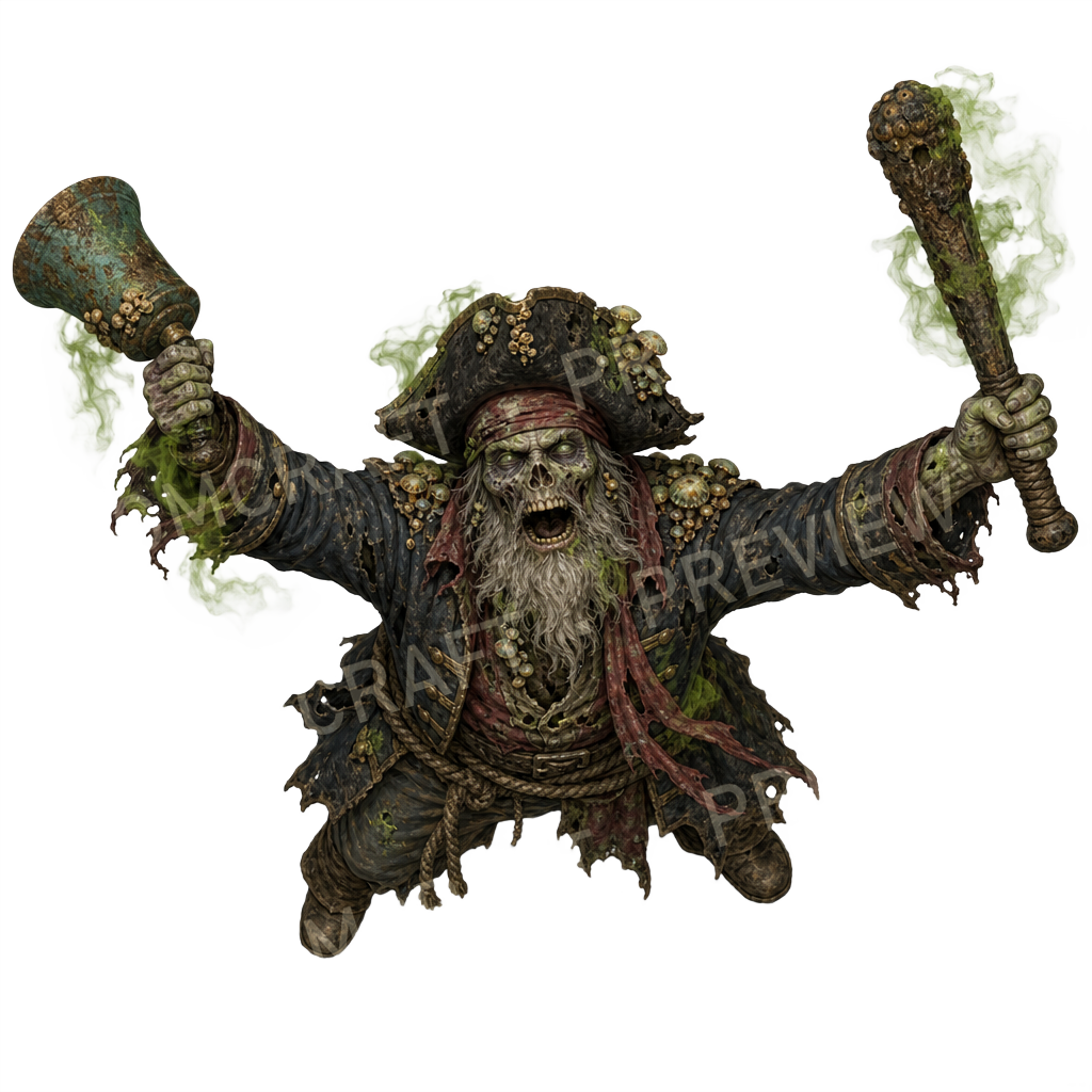 Plague Bosun Bell Undead Pirate top-down token preview
