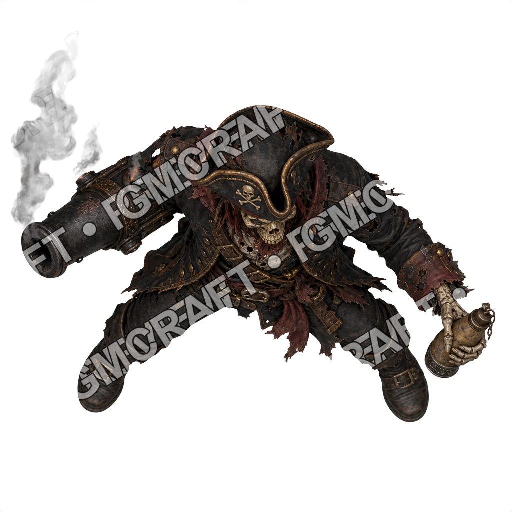 Gunner With Cursed Cannonarm Undead Pirate Topdown Token top-down token preview