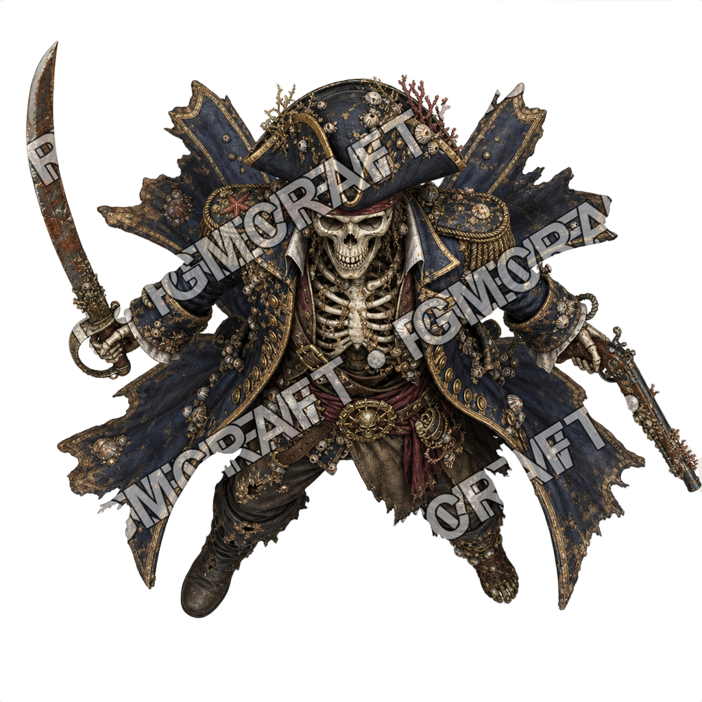 Skeletal Admiral Broadside Undead Pirate Topdown Token top-down token preview