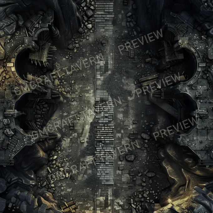Collapsed Tunnel Battlemap F battlemap preview