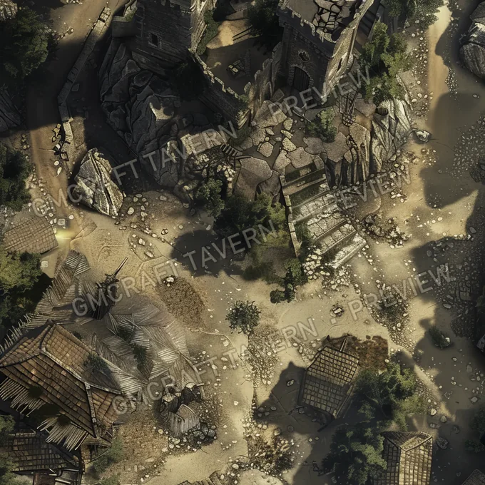 Crumbling Castle Atop A Hill Ove battlemap preview