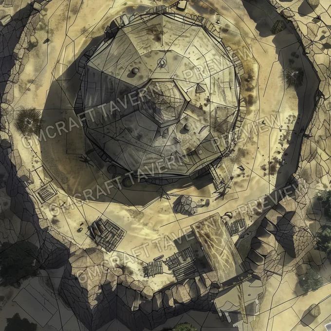 Deserted Geodesic Dome Battl battlemap preview