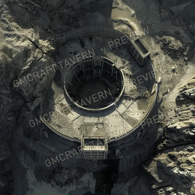 Dry Hydroelectric Dam Ruins battlemap preview