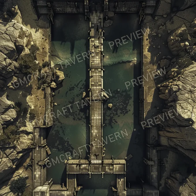 Dry Hydroelectric Dam Ruins battlemap preview