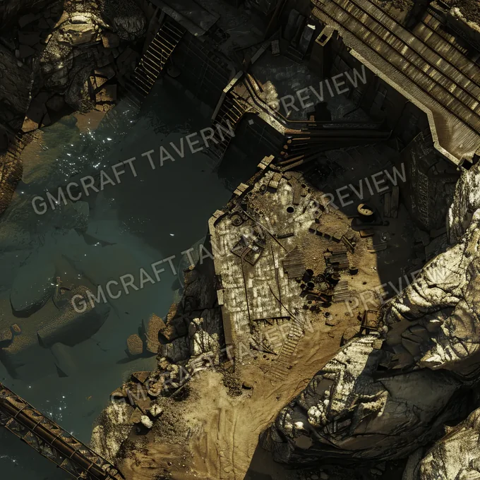Dry Hydroelectric Dam Ruins battlemap preview