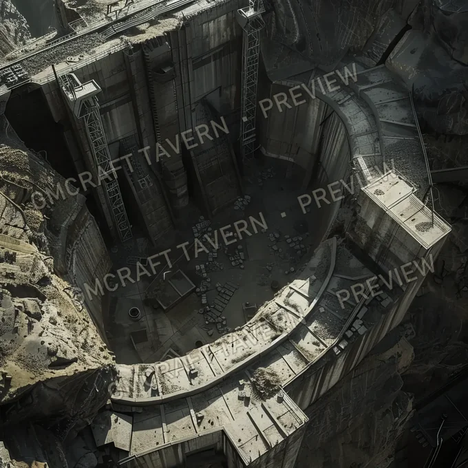 Dry Hydroelectric Dam Ruins battlemap preview