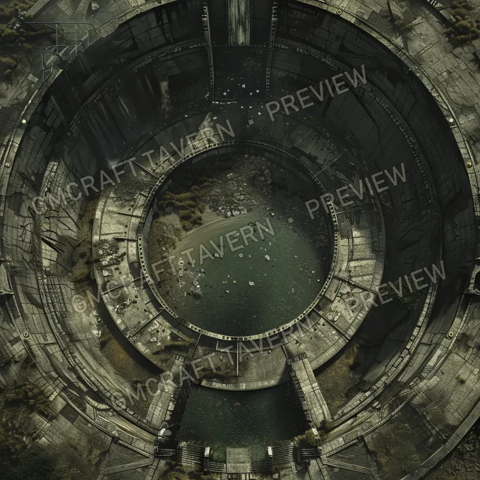 Dry Hydroelectric Dam Ruins battlemap preview
