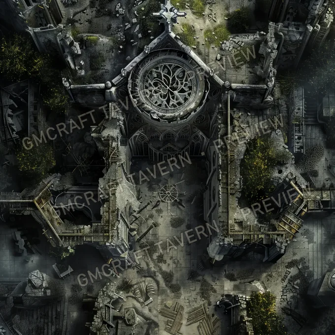 Ruined Cathedral A battlemap preview