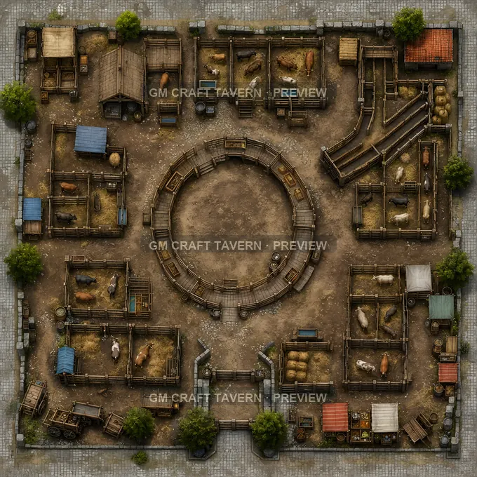 Central Cattle Market With Auction Ring battlemap preview
