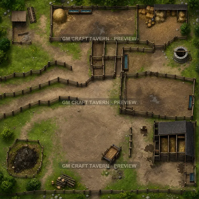 Breeding Pasture Entry With Split Rail Lanes battlemap preview
