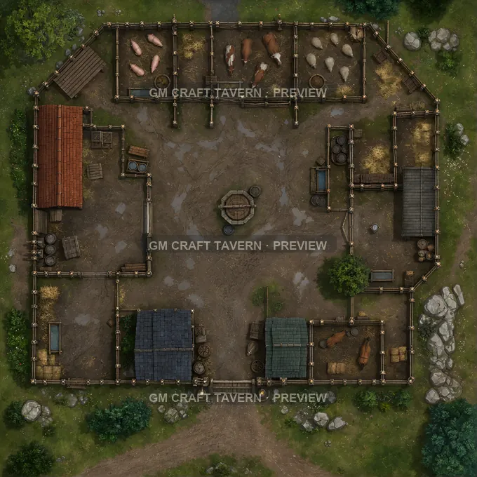 Hide Scraping Shed Edge Of The Livestock Yard battlemap preview