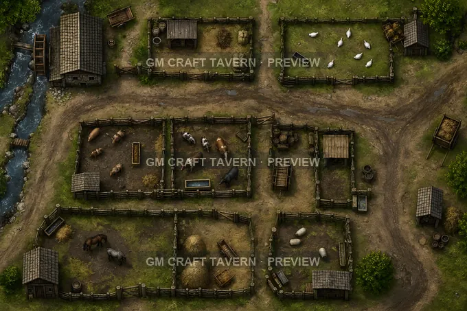 Wattle Fenced Geese Run Near The Millers Lane battlemap preview