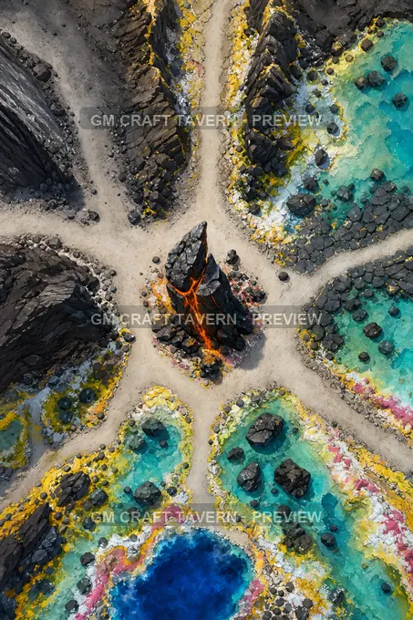 Aperçu de la battlemap Champs volcaniques et sources chaudes — large carrefour