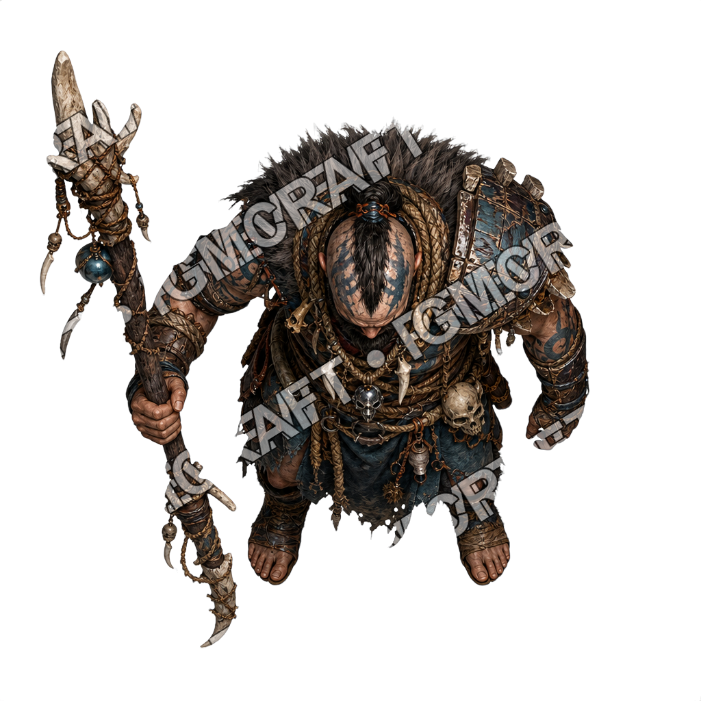 Barbarian War Raft Shaman Of Storms top-down token preview