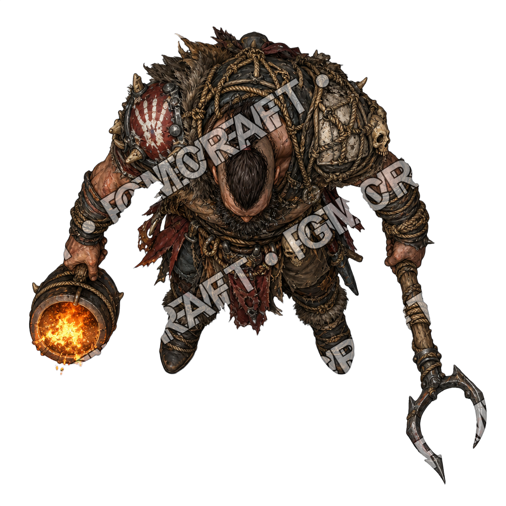 Barbarian War Raft Torch Raider top-down token preview