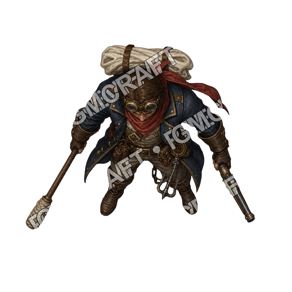 Flying Pirate Sloop Aether Gunner top-down token preview