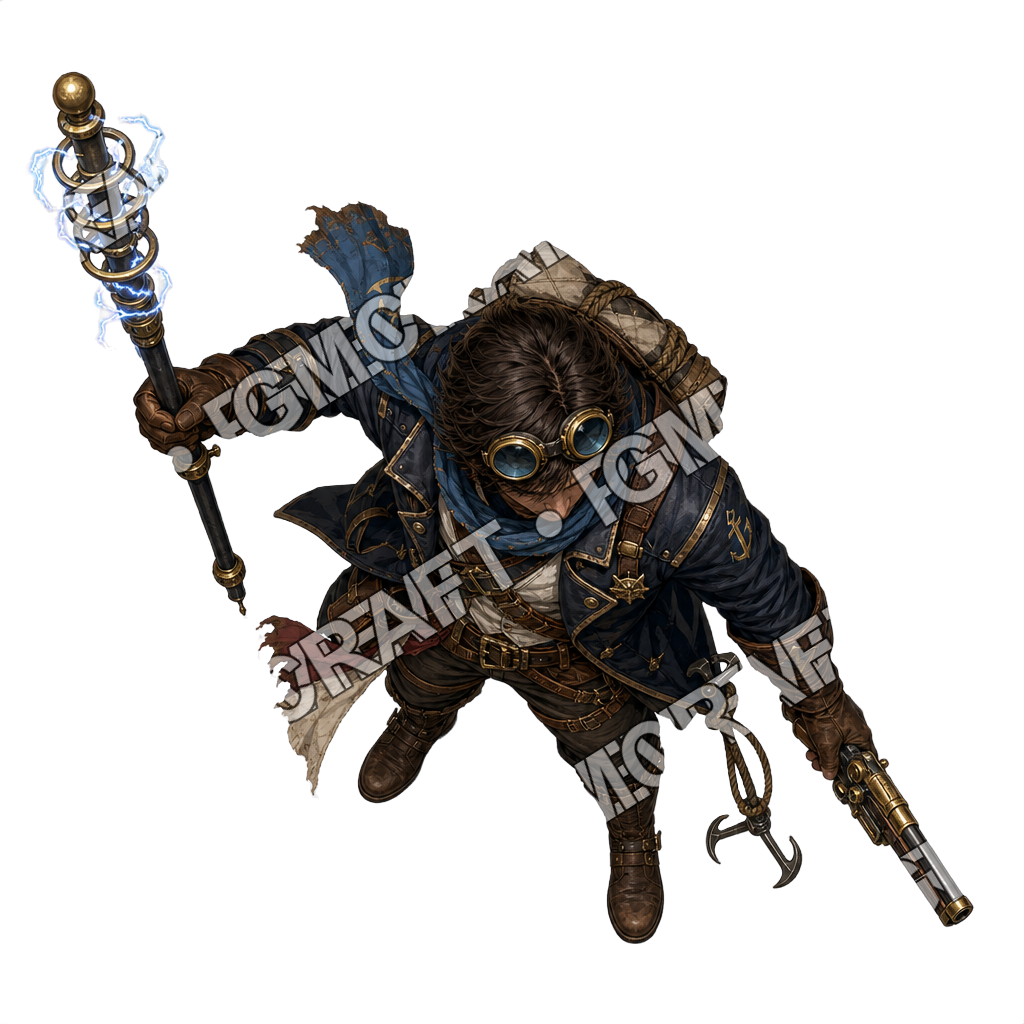 Flying Pirate Sloop Storm Mage top-down token preview