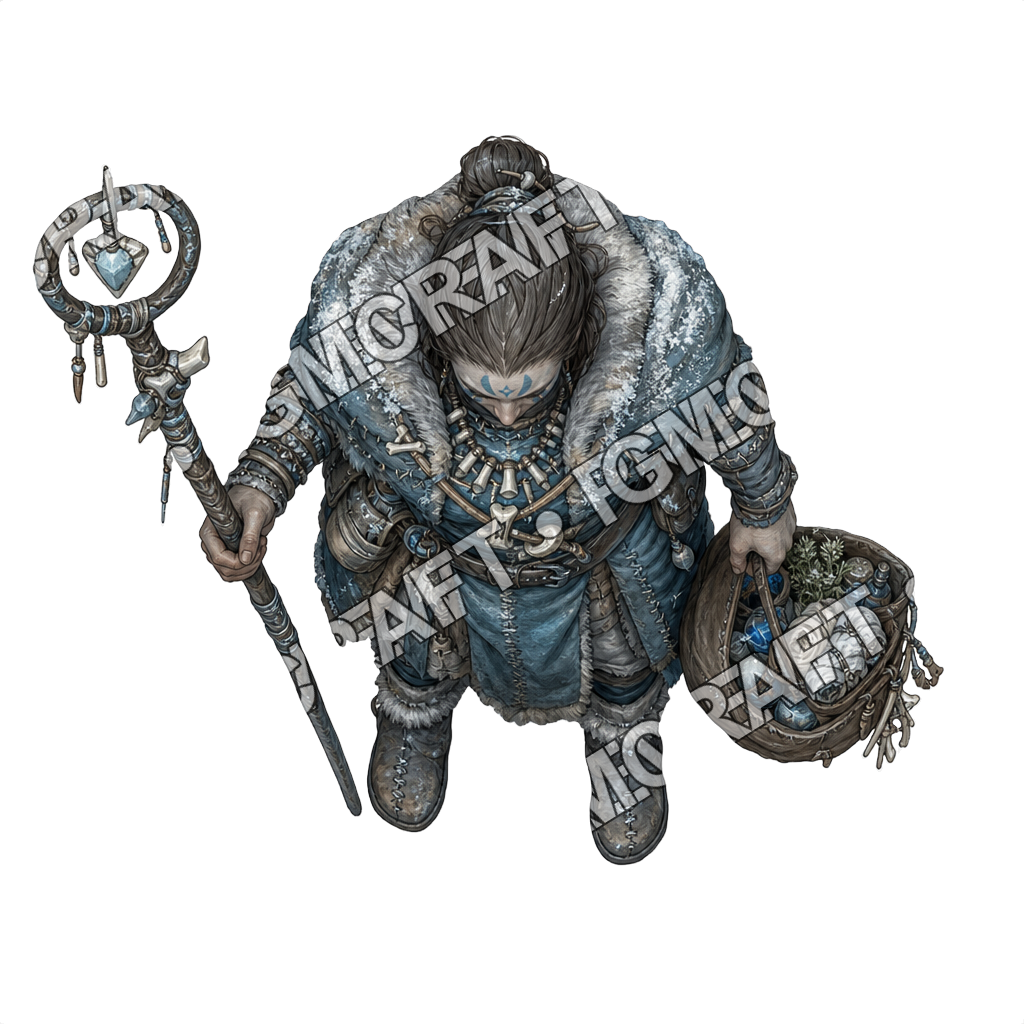 Frost Giant Longboat Snow Healer top-down token preview