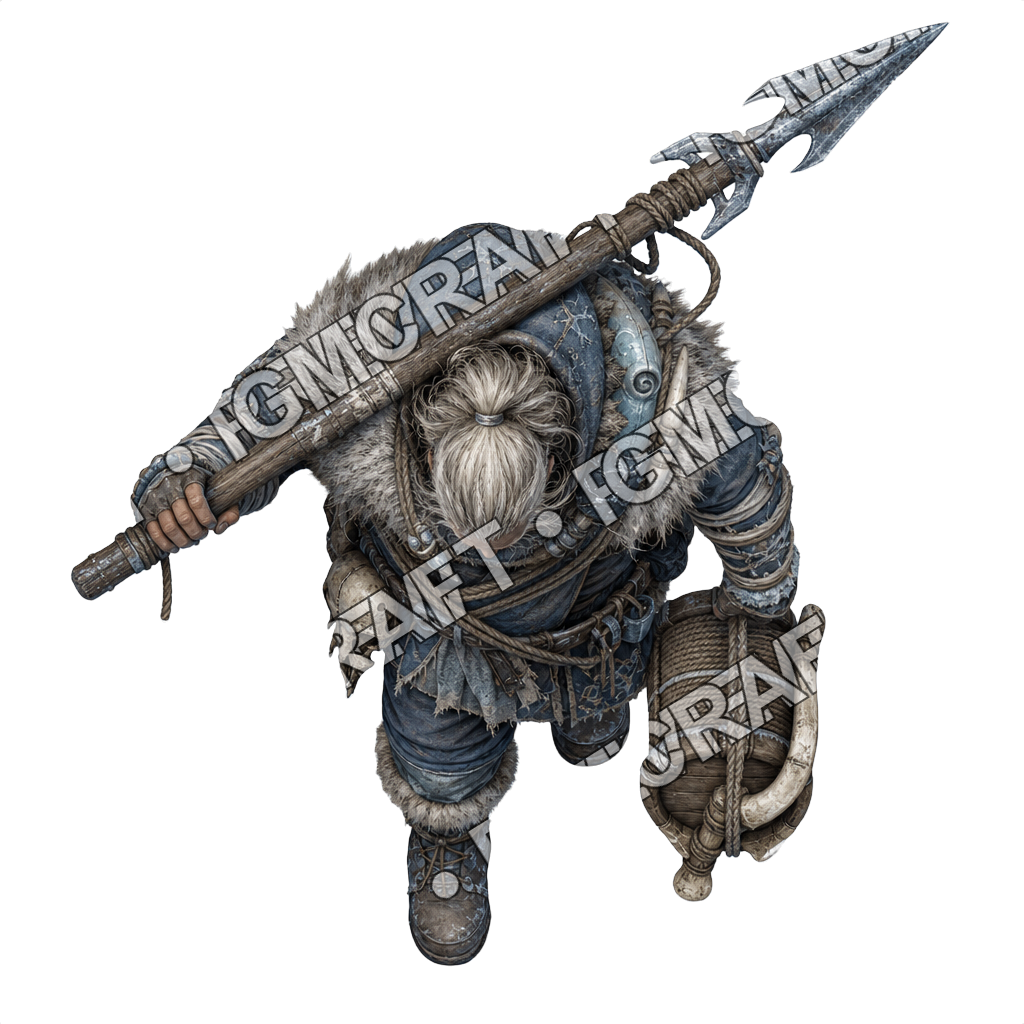 Frost Giant Longboat Whale Hunter top-down token preview