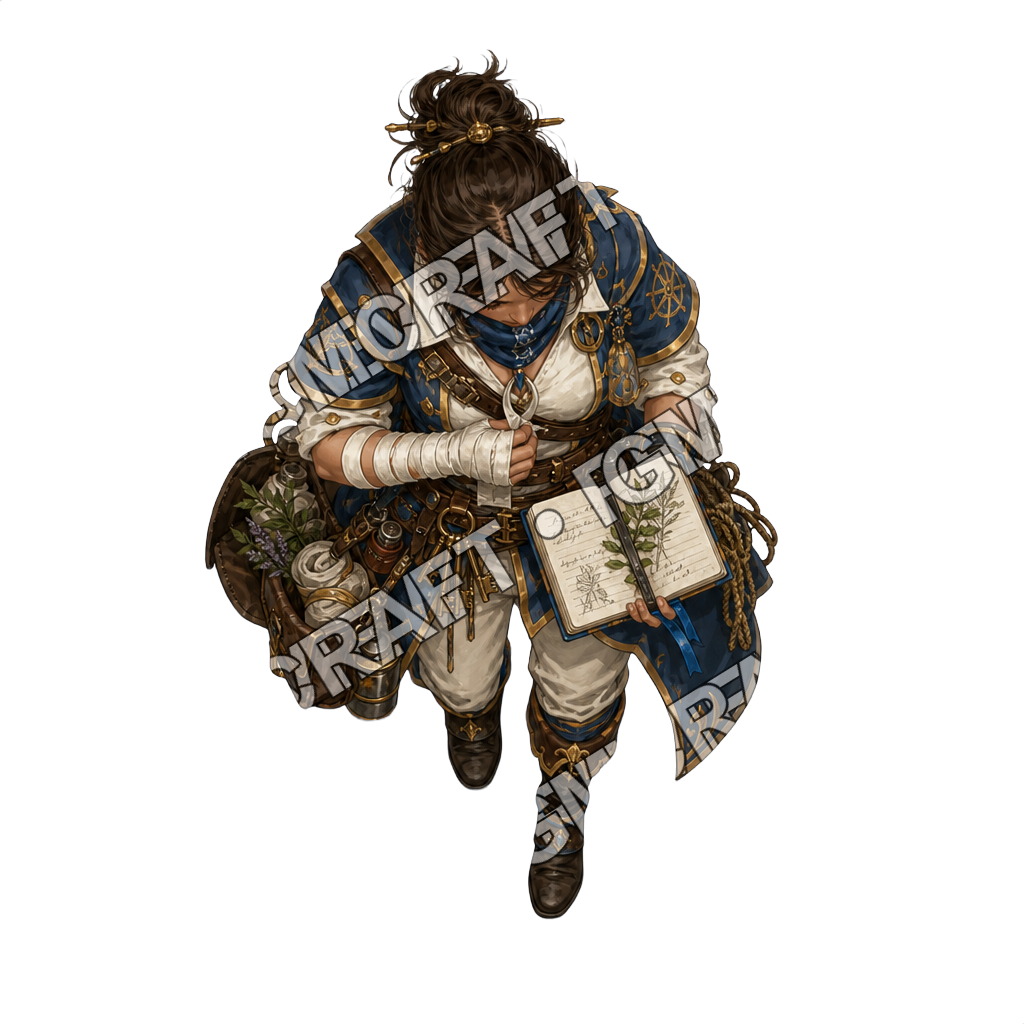 Gilded Royal Skiff Healer Clerk top-down token preview