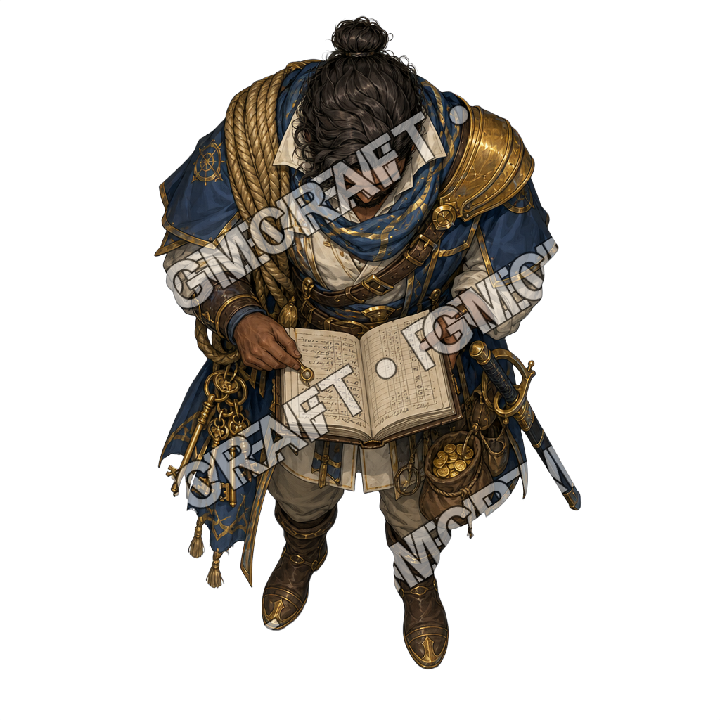 Gilded Royal Skiff Quartermaster top-down token preview