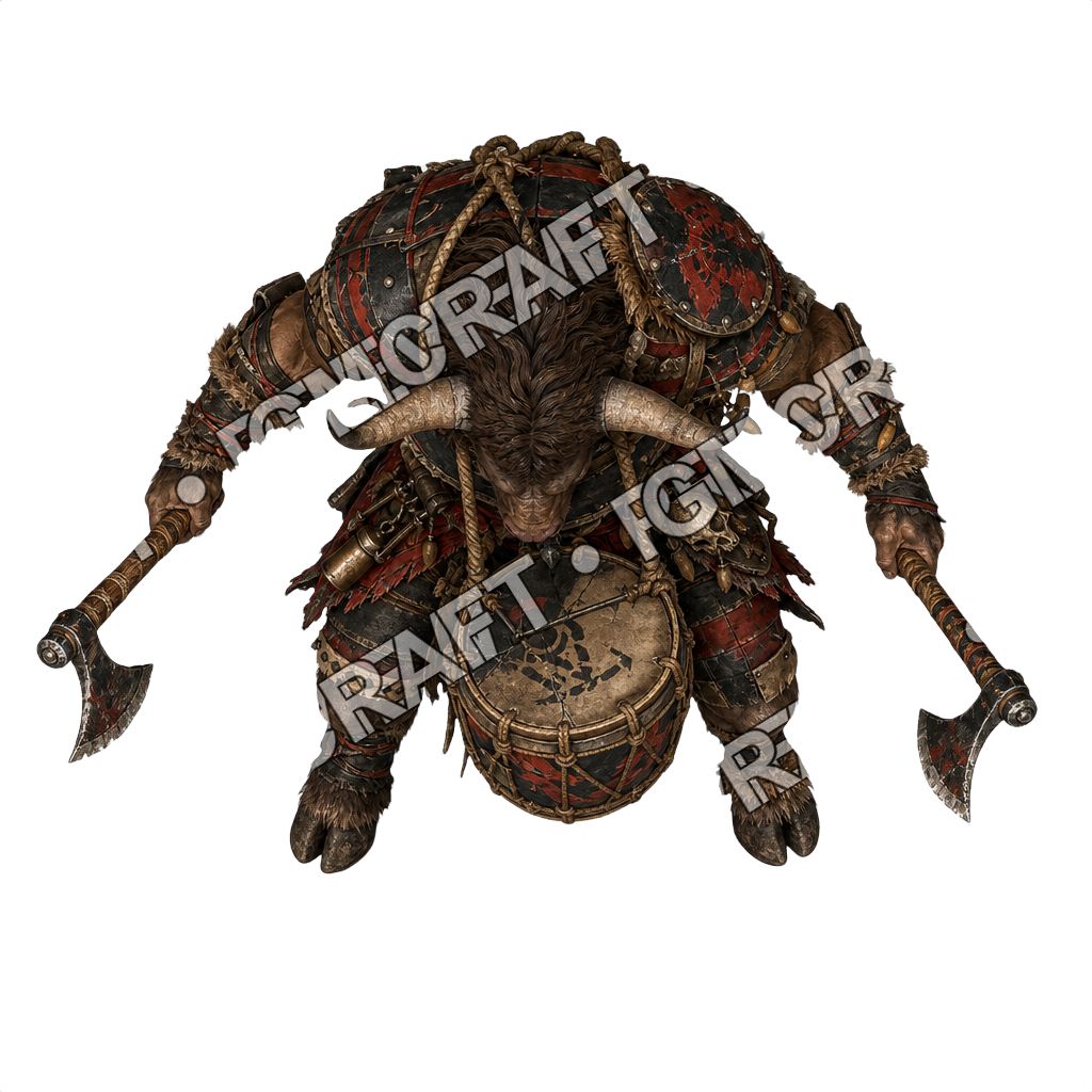 Heavy Minotaur Bireme Drum Berserker top-down token preview