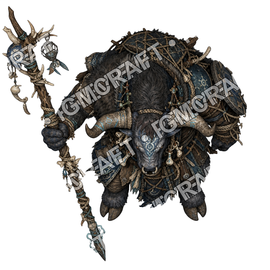 Heavy Minotaur Bireme Shaman Of Storms top-down token preview