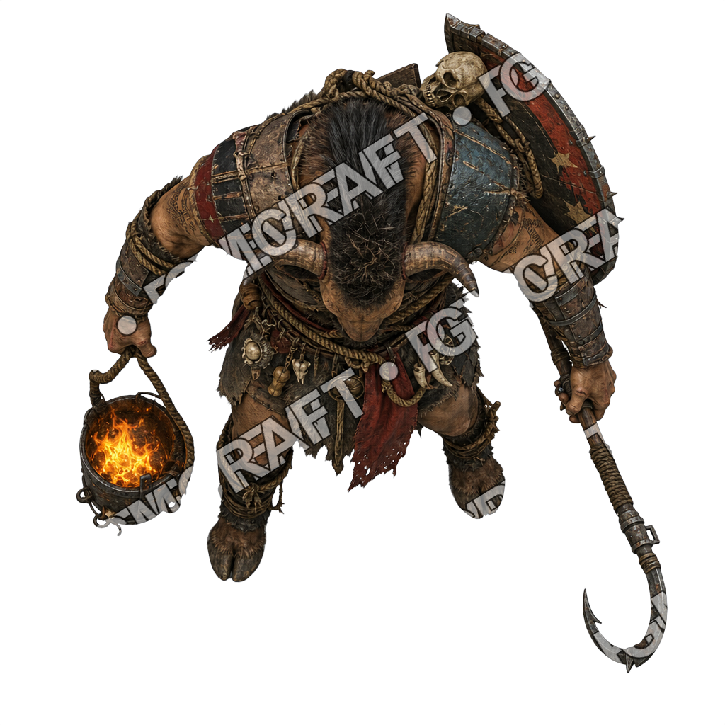 Heavy Minotaur Bireme Torch Raider top-down token preview