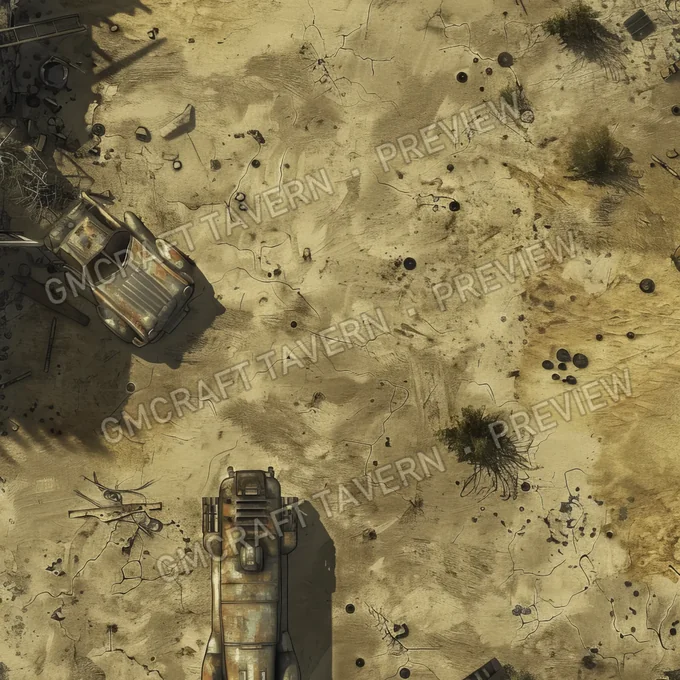 Aperçu de battlemap : A Wasteland With A Mega Nuclear