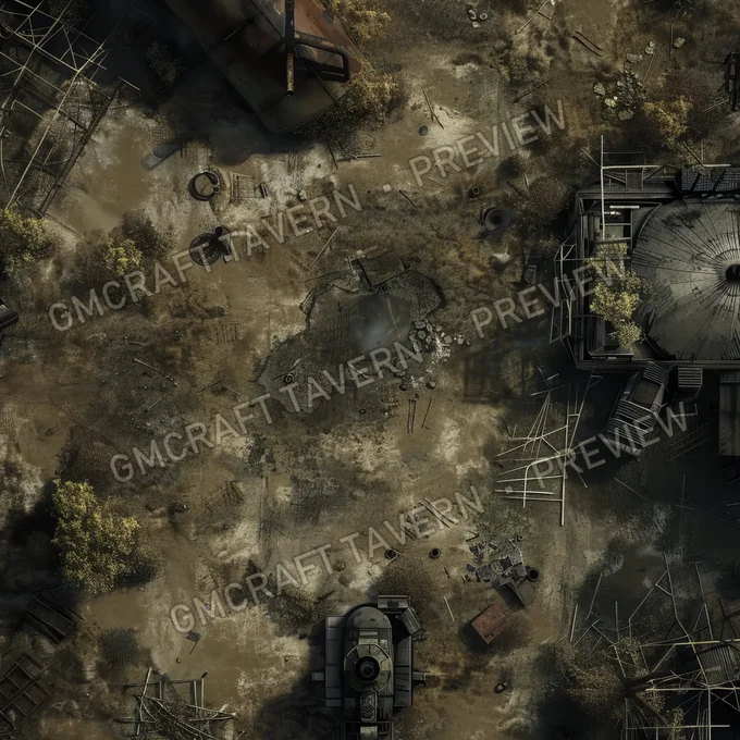 Aperçu de battlemap : A Wasteland With A Mega Nuclear