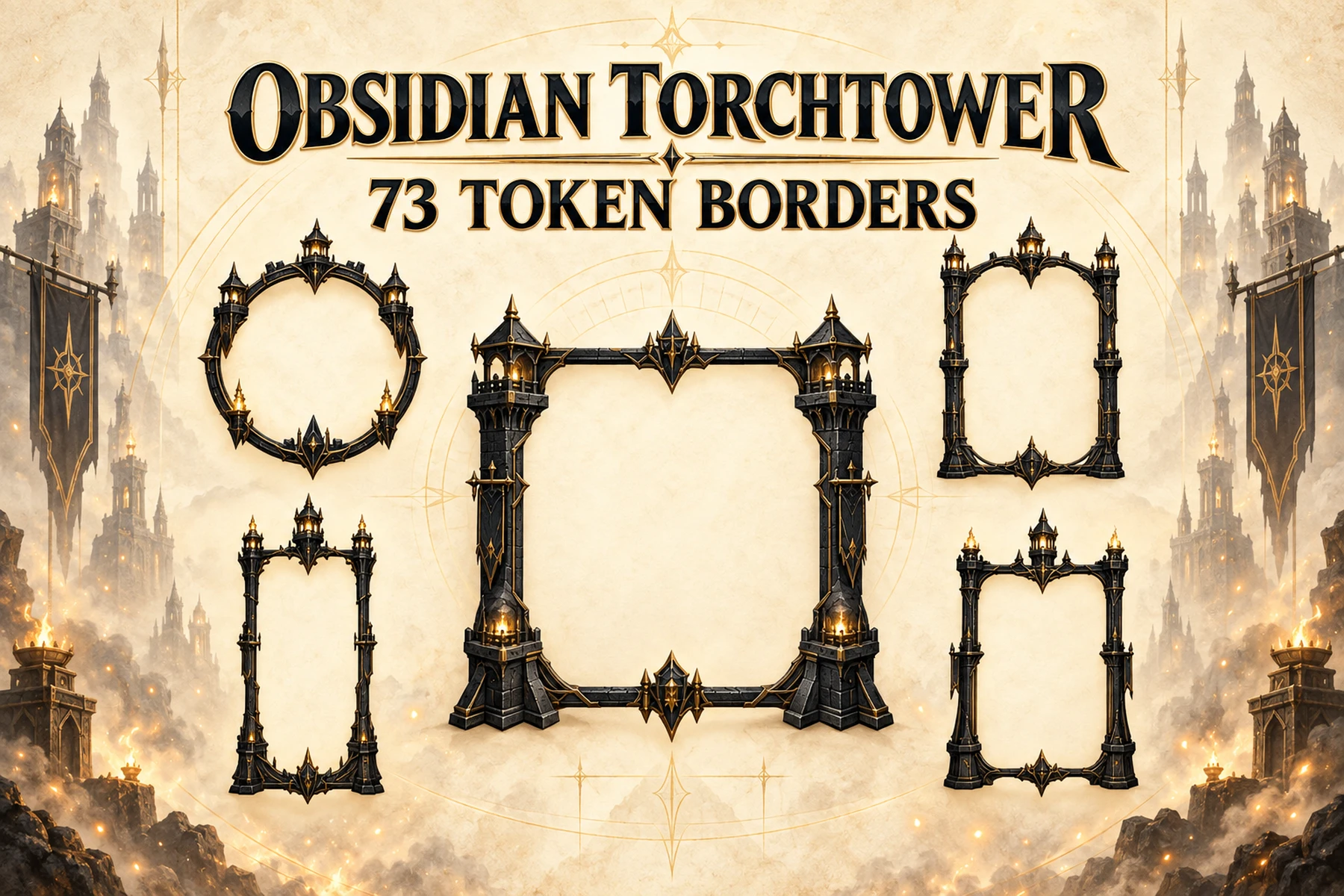 73 Obsidian Torchtower Token Borders