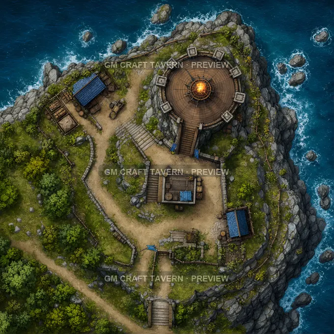 Cliffside Signal Tower battlemap preview