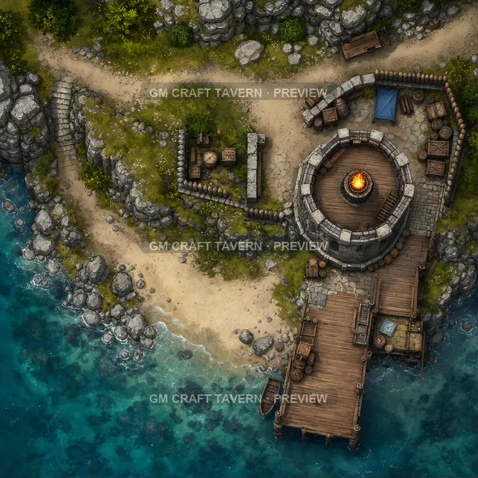 Coastal Beacon Post battlemap preview