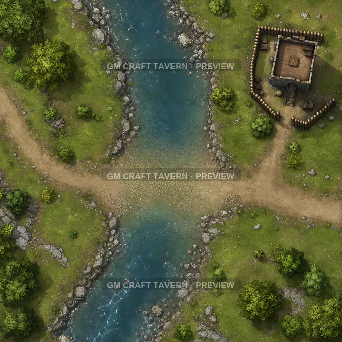 River Ford Watchtower battlemap preview