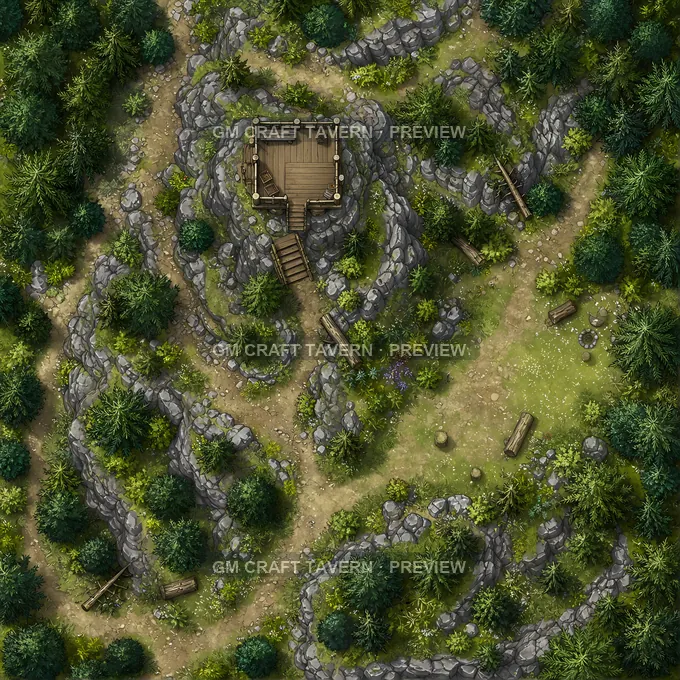 Pine Ridge Lookout battlemap preview