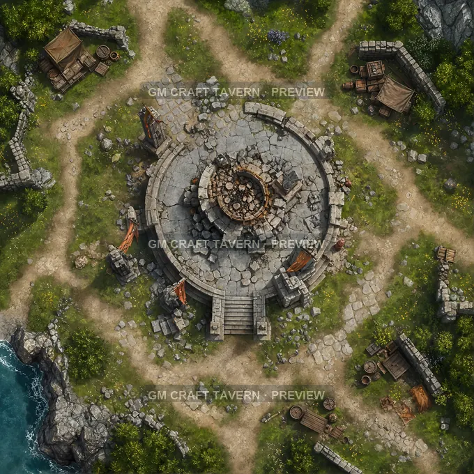 Broken Fire Beacon battlemap preview
