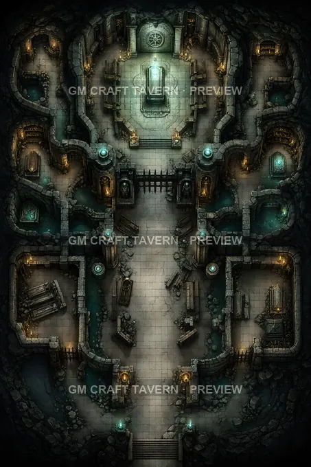 Sealed Choir Catacomb Approach battlemap preview