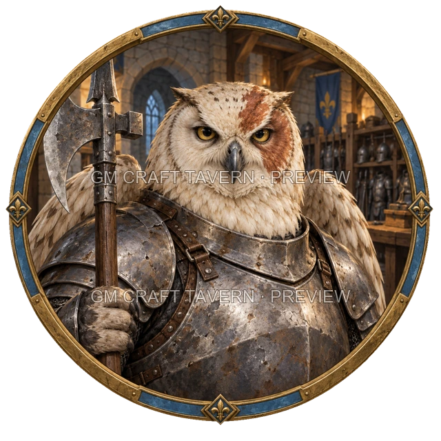 Varka Redcliff - aperçu de token de combattant vu du dessus