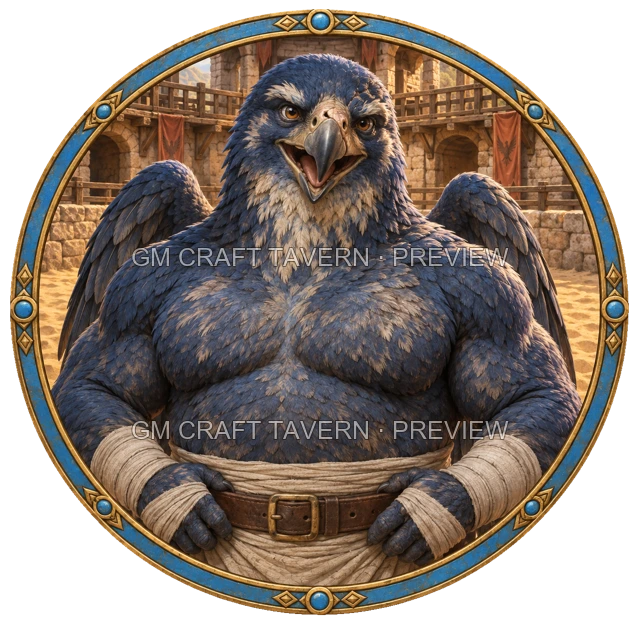 Morga Redcliff - aperçu de token de combattant vu du dessus