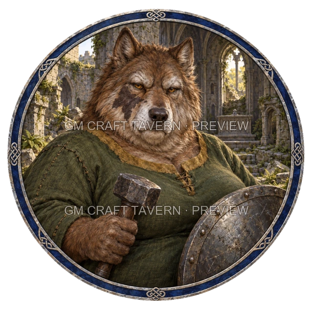 Aperçu du token vu du dessus de Grom Mossridge - Paladin