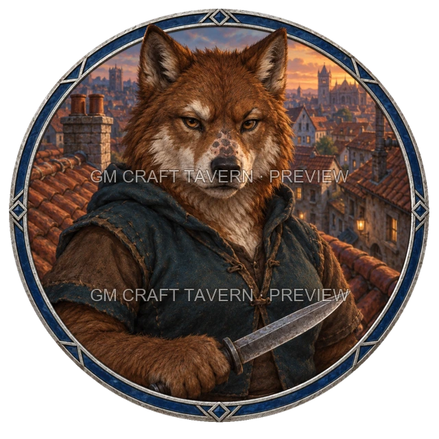 Aperçu du token vu du dessus de Grom Duskford - Roublard