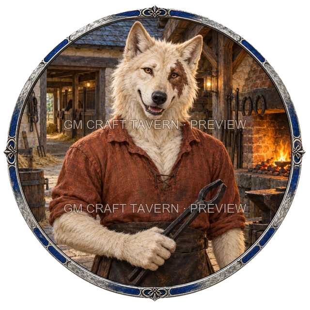 Varka Westmere - aperçu de token de forgeron vu du dessus