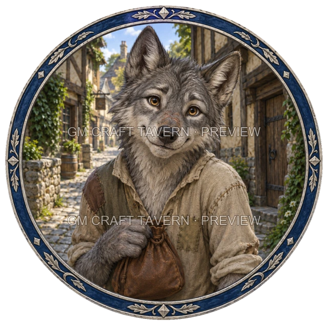 Varka Deepgrove - aperçu de token de villageois vu du dessus