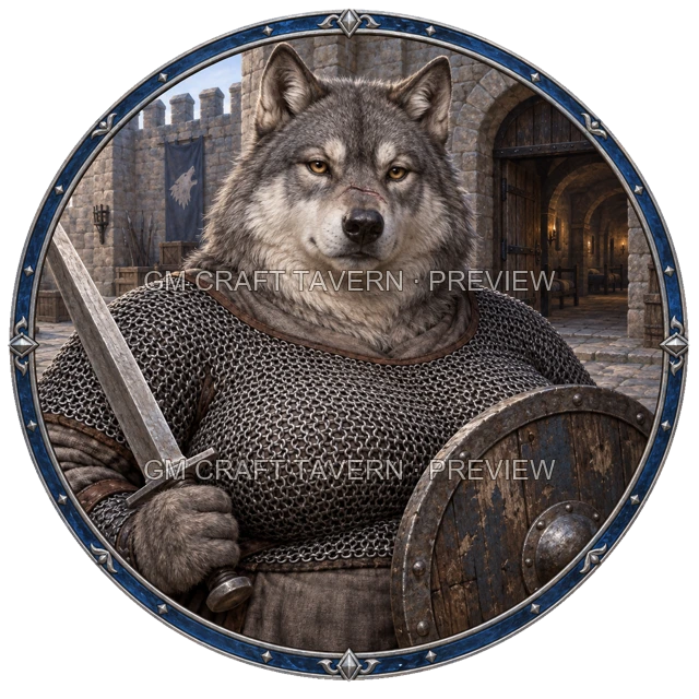 Grom Redcliff - aperçu de token de combattant vu du dessus