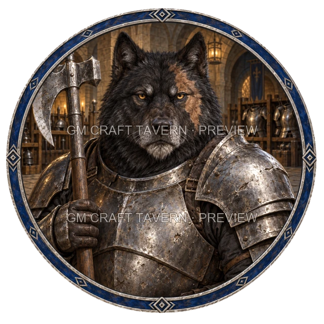 Varka Redcliff - aperçu de token de combattant vu du dessus