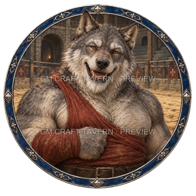 Morga Redcliff - aperçu de token de combattant vu du dessus