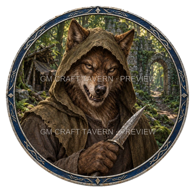 Aperçu de token de brigand de grand chemin vu du dessus